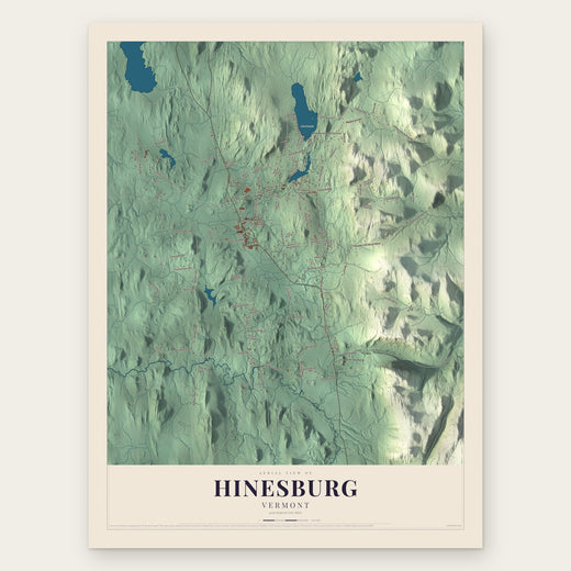 Hinesburg, Vermont map print, the full design