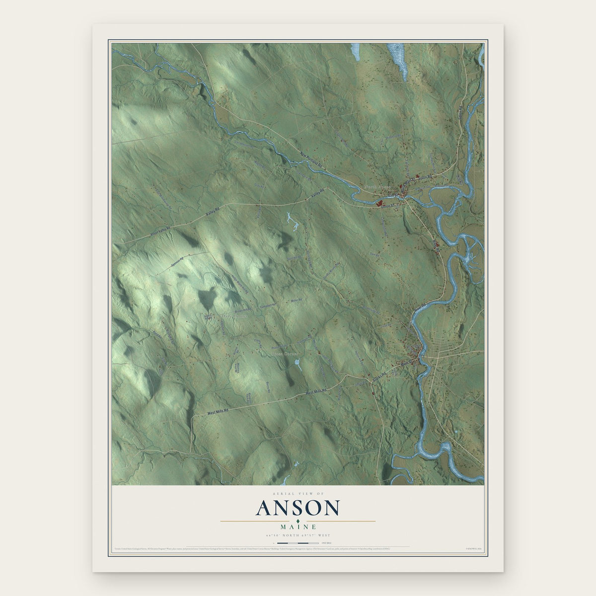 Anson, Maine map print, the full design