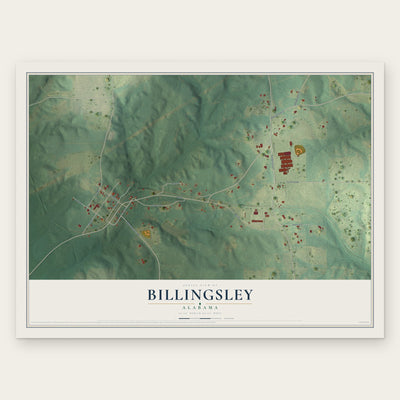 Billingsley, Alabama map print, the full design