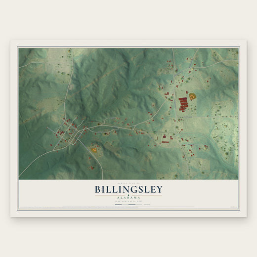 Billingsley, Alabama map print, the full design