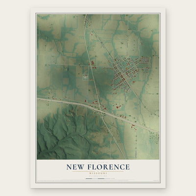 New Florence, Missouri map print, the full design