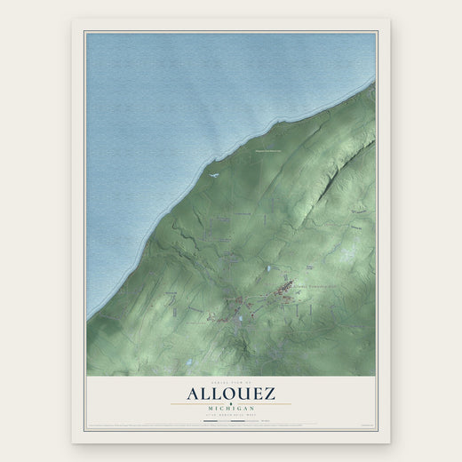 Allouez, Michigan map print, the full design