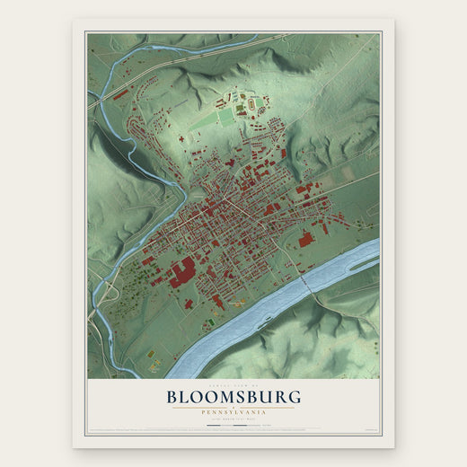 Bloomsburg, Pennsylvania map print, the full design