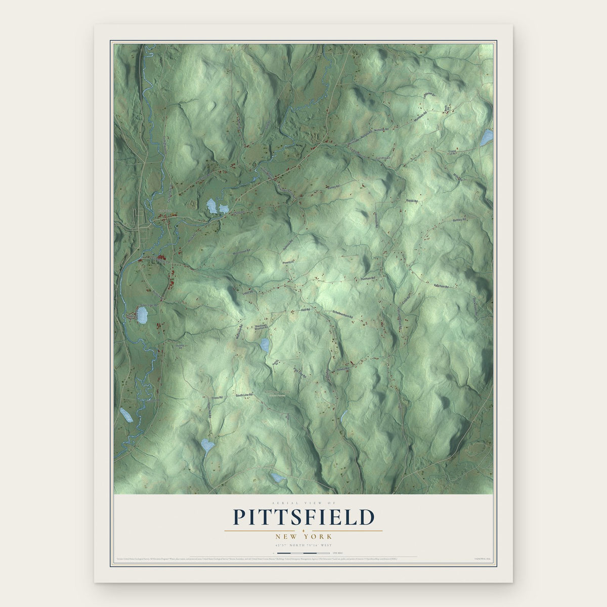 Pittsfield, New York map print, the full design