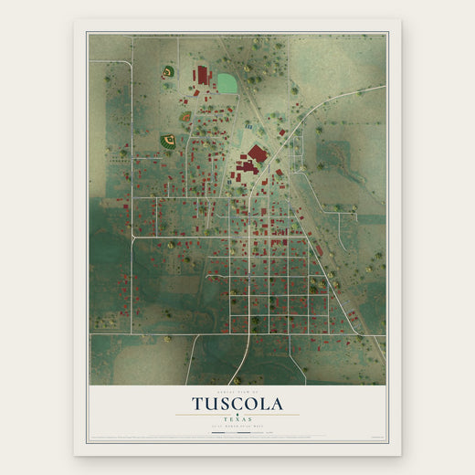 Tuscola, Texas map print, the full design