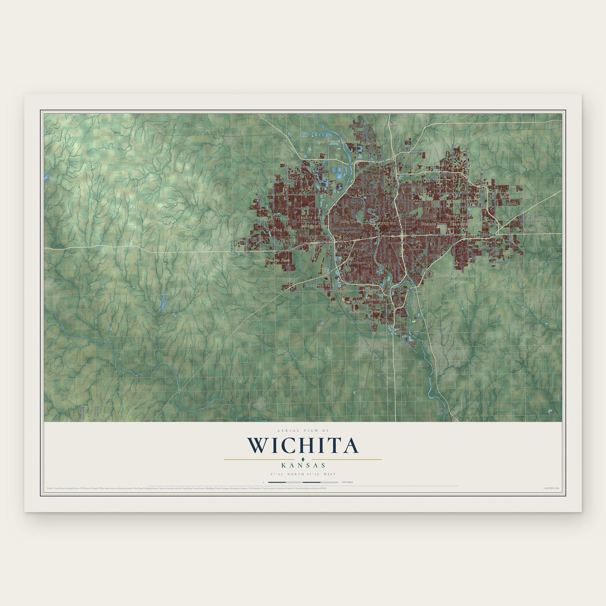 Wichita, Kansas map print, the full design
