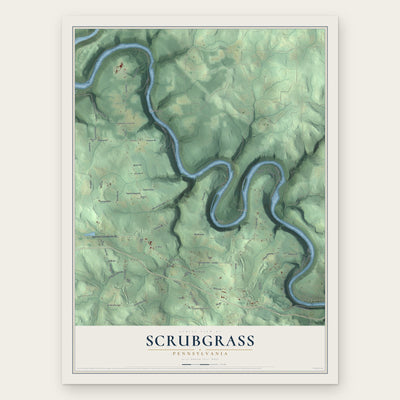 Scrubgrass, Pennsylvania map print, the full design