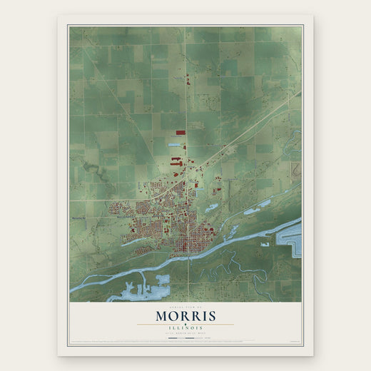 Morris, Illinois map print, the full design