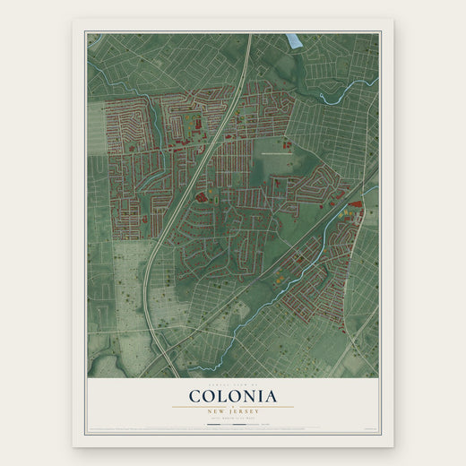 Colonia, New Jersey map print, the full design