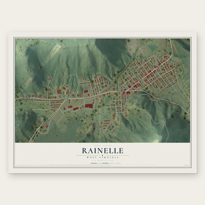 Rainelle, West Virginia map print, the full design
