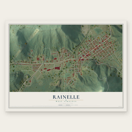 Rainelle, West Virginia map print, the full design