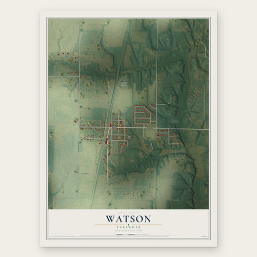 Watson, Illinois map print, the full design