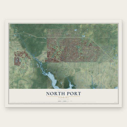 North Port, Florida map print, the full design