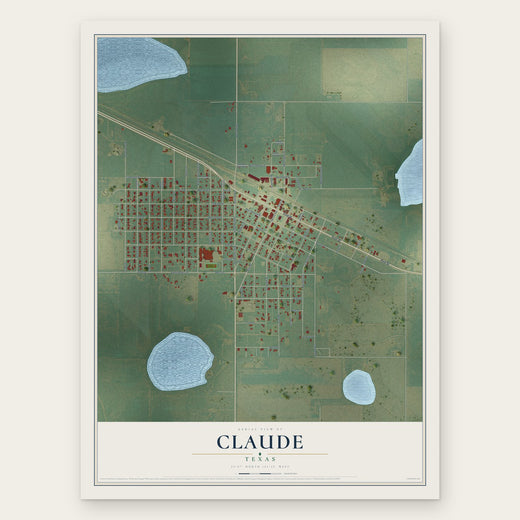 Claude, Texas map print, the full design