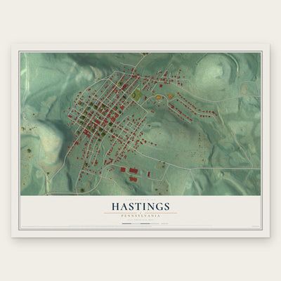 Hastings, Pennsylvania map print, the full design