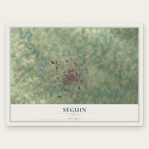 Seguin, Texas map print, the full design