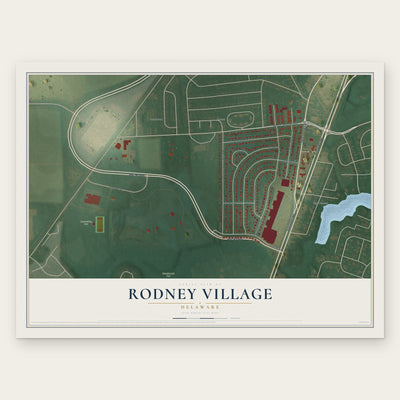 Rodney Village, Delaware map print, the full design
