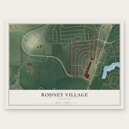 Rodney Village, Delaware map print, the full design