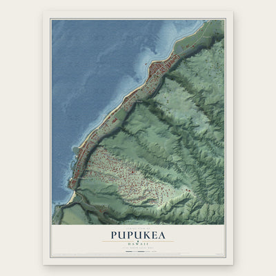 Pupukea, Hawaii map print, the full design