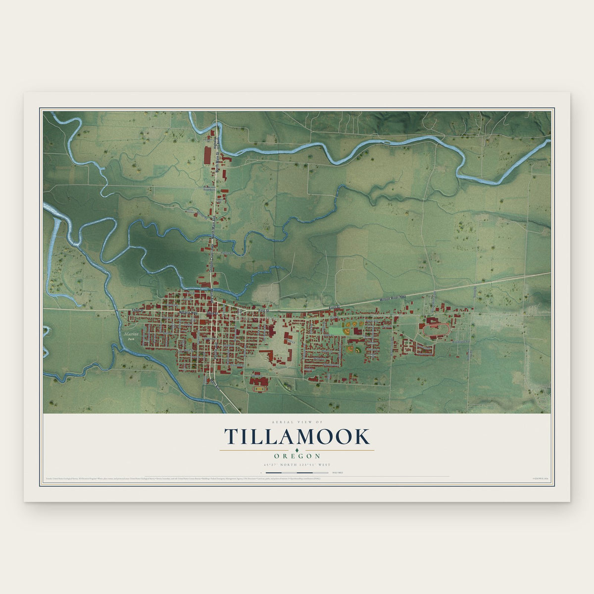Tillamook, Oregon map print, the full design
