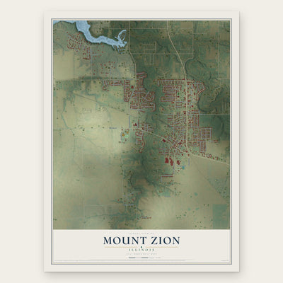 Mount Zion, Illinois map print, the full design