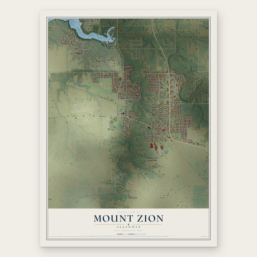 Mount Zion, Illinois map print, the full design