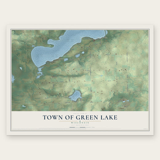 Town of Green Lake, Wisconsin map print, the full design