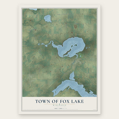 Town of Fox Lake, Wisconsin map print, the full design