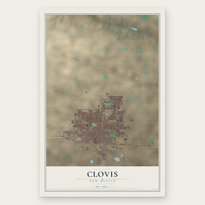 Clovis, New Mexico map print, the full design
