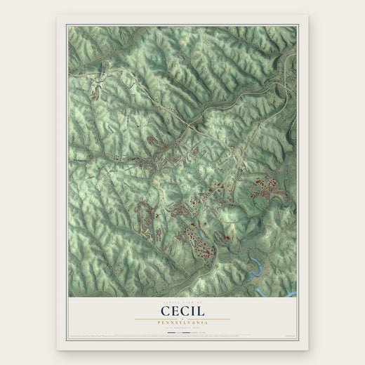 Cecil, Pennsylvania map print, the full design