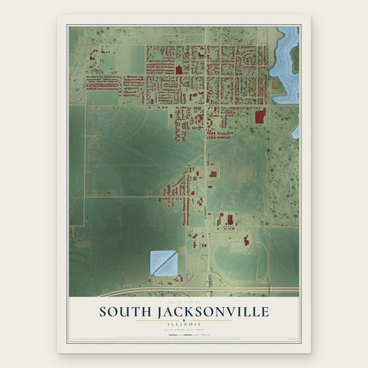 South Jacksonville, Illinois map print, the full design