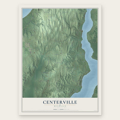 Centerville, Michigan map print, the full design