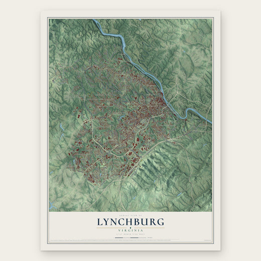 Lynchburg, Virginia map print, the full design