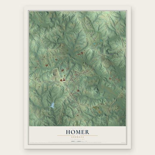 Homer, Georgia map print, the full design