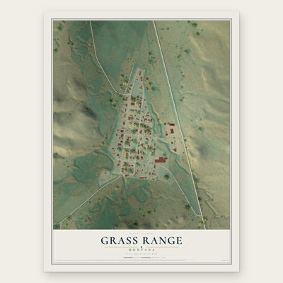 Grass Range, Montana map print, the full design