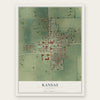 Kansas, Illinois map print, the full design