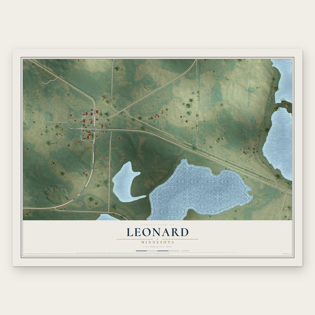 Leonard, Minnesota map print, the full design