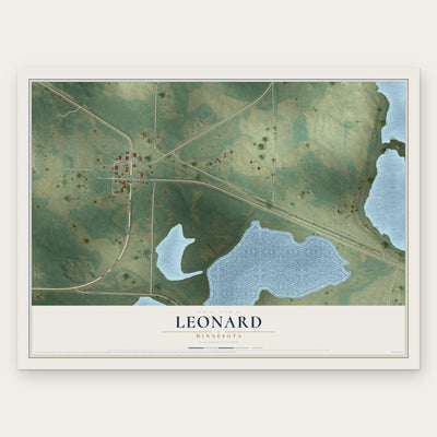 Leonard, Minnesota map print, the full design