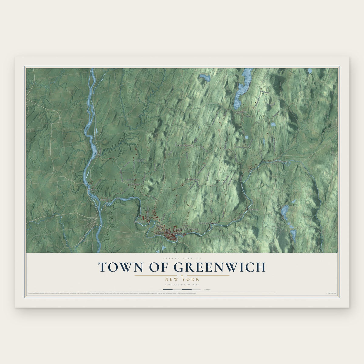 Town of Greenwich, New York map print, the full design