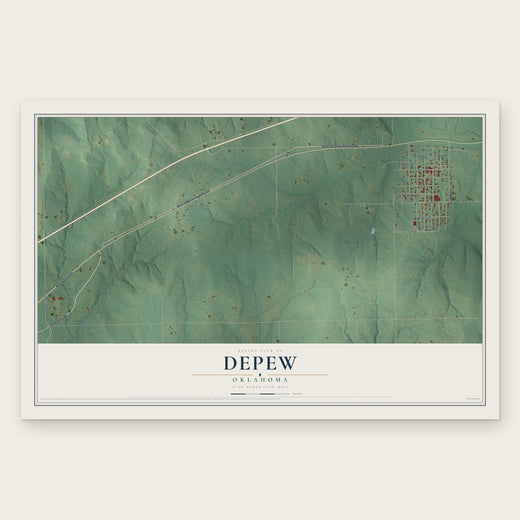 Depew, Oklahoma map print, the full design