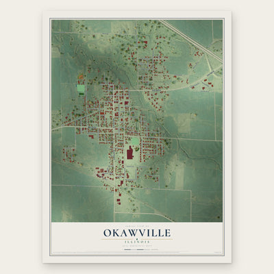 Okawville, Illinois map print, the full design