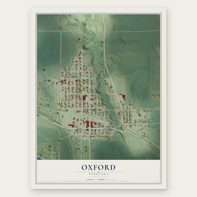 Oxford, Nebraska map print, the full design