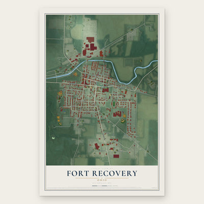 Fort Recovery, Ohio map print, the full design