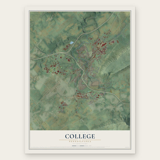 College, Pennsylvania map print, the full design