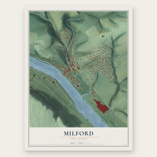 Milford, New Jersey map print, the full design