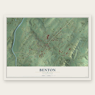Benton, Tennessee map print, the full design