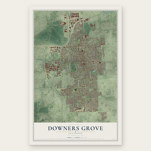 Downers Grove, Illinois map print, the full design