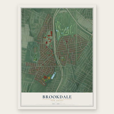 Brookdale, New Jersey map print, the full design