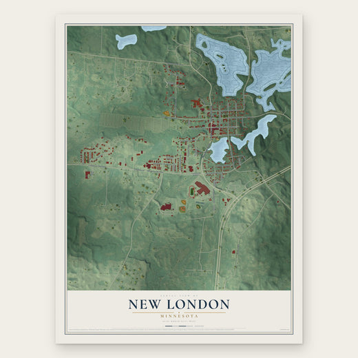New London, Minnesota map print, the full design