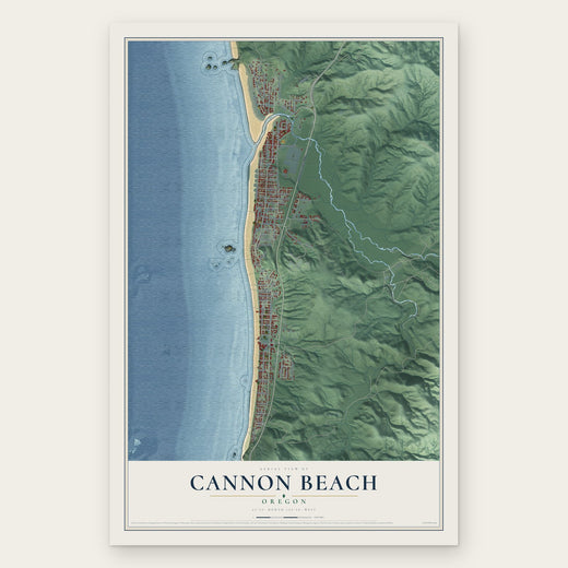 Cannon Beach, Oregon map print, the full design